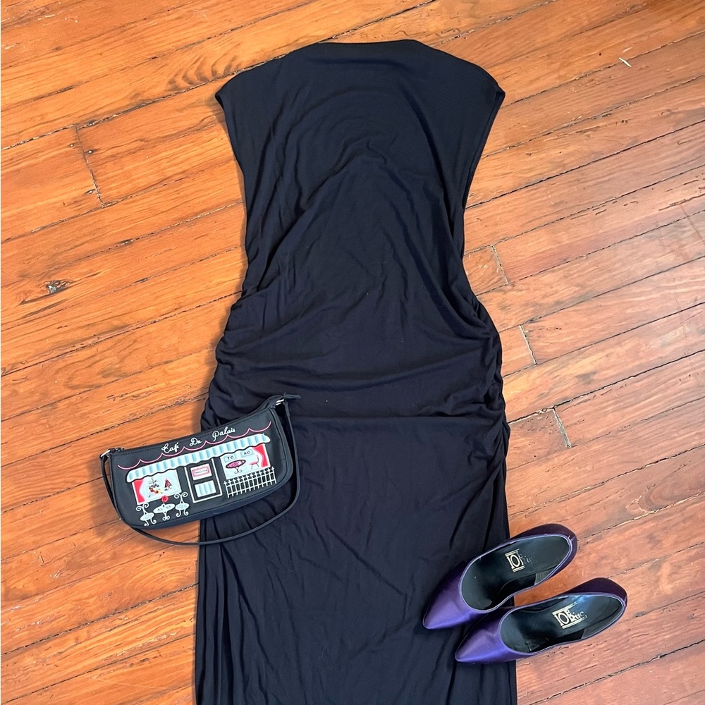Black Ruched Maxi Dress - Classic sleeveless High Neck Women’s Dress